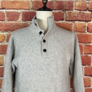 GANT Men's 100% Wool 1/4 Button‎ Long Sleeve Sweater Size XL Mock Neck Fall Cozy
